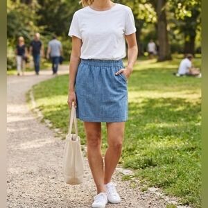 Universal Thread Denim Jean Skirt Size M Medium Stretch Waist Side Pockets NWT
